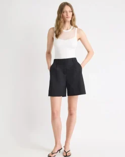 Crew-Neck Ribbed Cami with Sheer Yoke