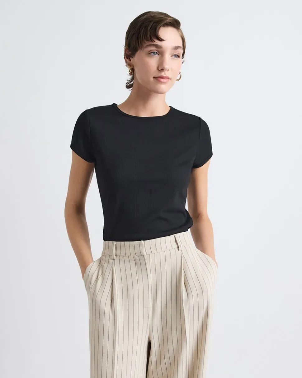 Crew-Neck Ribbed T-Shirt
