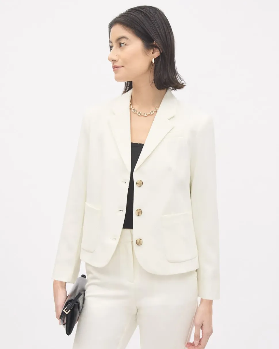 Crème Three-Button Short Blazer