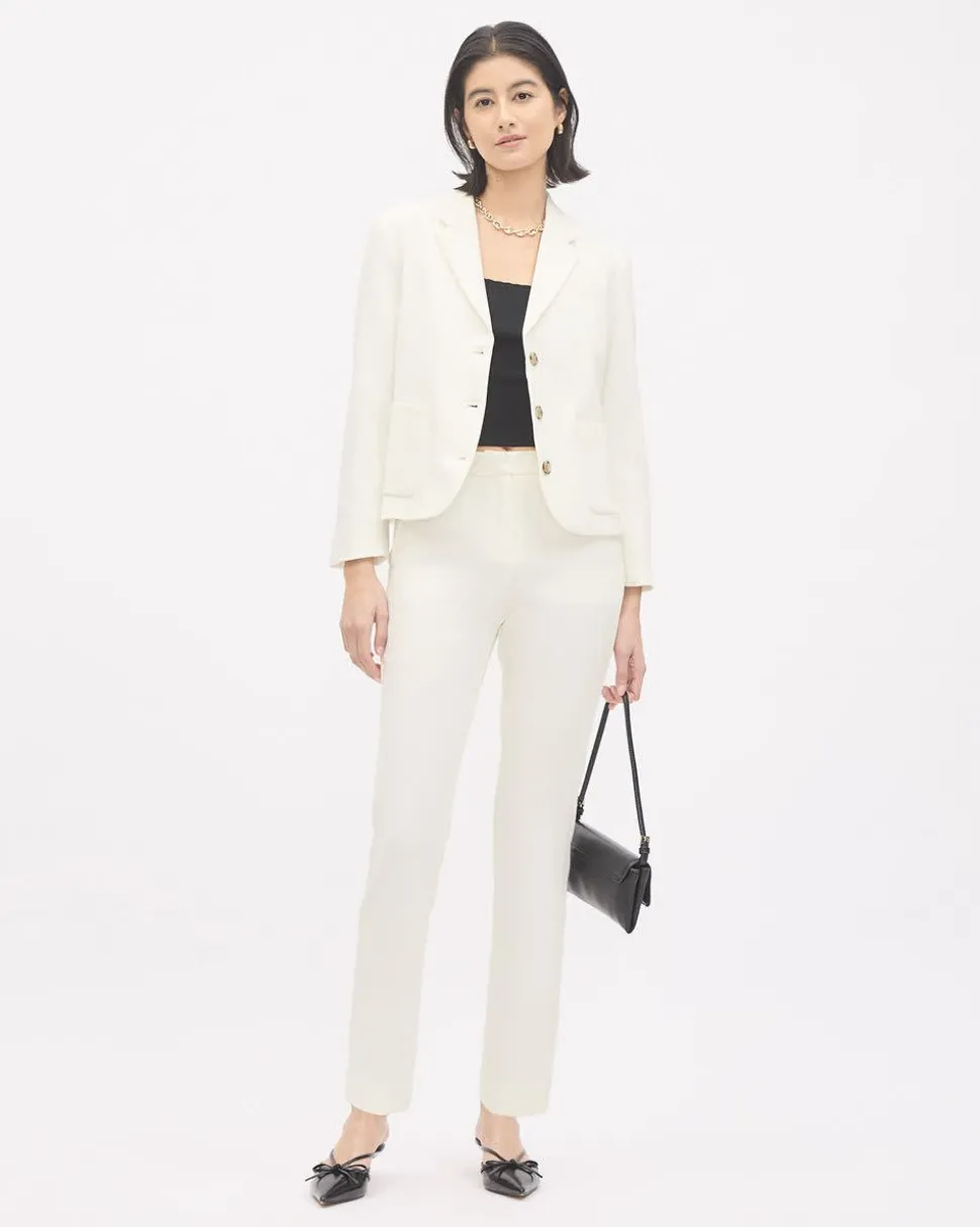 Crème Three-Button Short Blazer