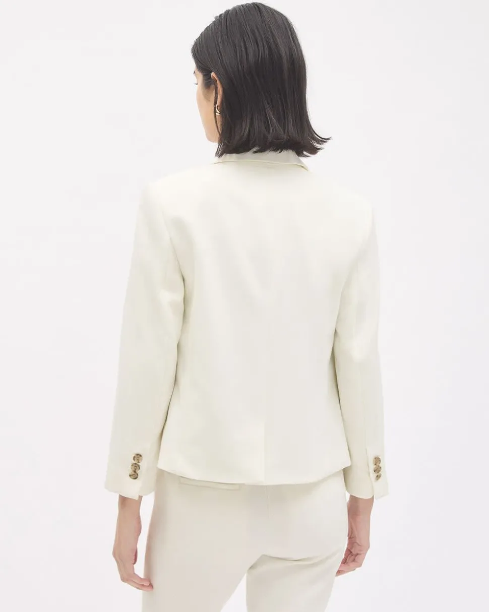 Crème Three-Button Short Blazer