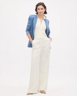 Crème Wide-Leg High-Rise Pant