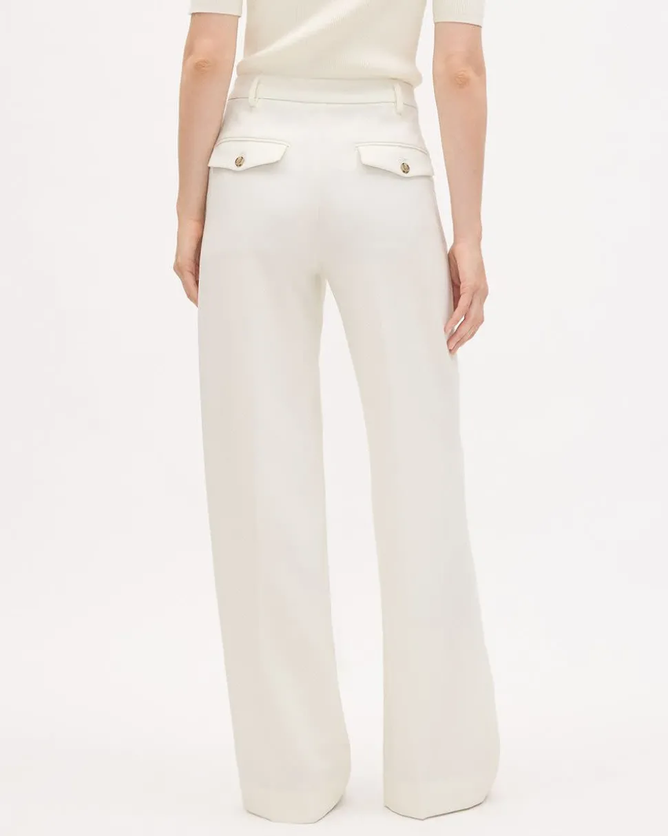 Crème Wide-Leg High-Rise Pant