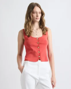 Cropped Buttoned-Down Sweater Vest