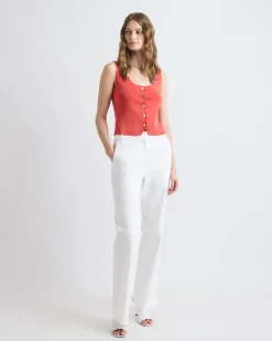 Cropped Buttoned-Down Sweater Vest