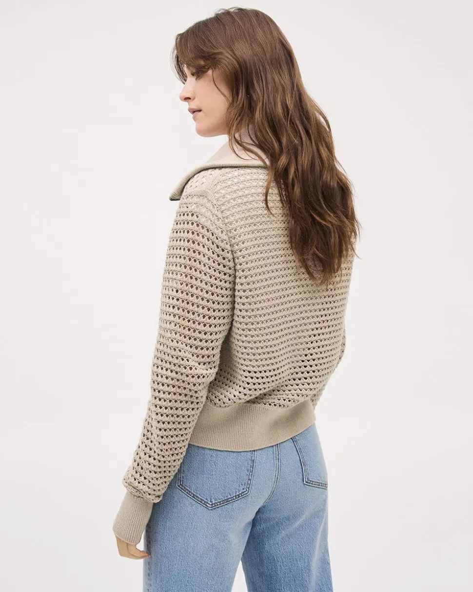 Cropped Cardigan with Funnel Neckline