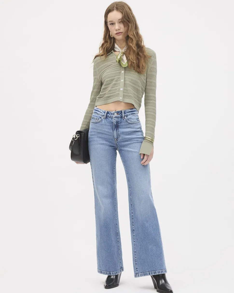 Cropped Cardigan with Shirt Collar