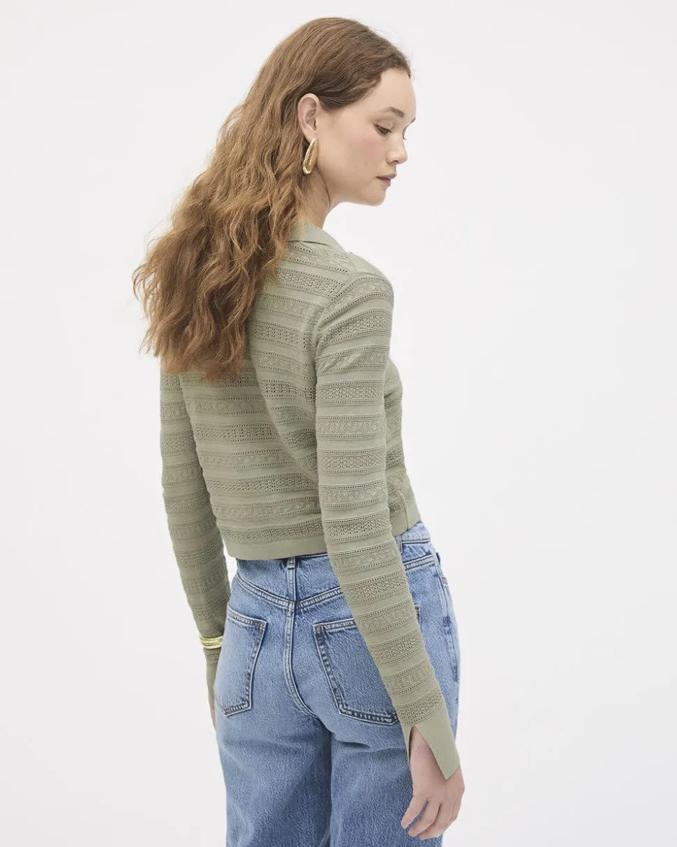 Cropped Cardigan with Shirt Collar