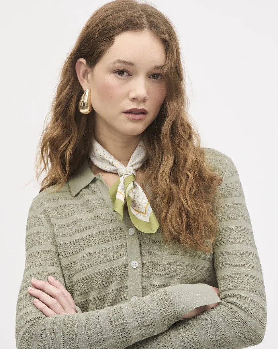 Cropped Cardigan with Shirt Collar