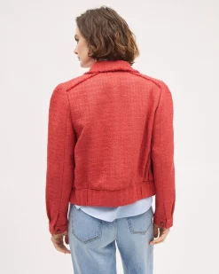 Cropped Tweed Bomber Jacket