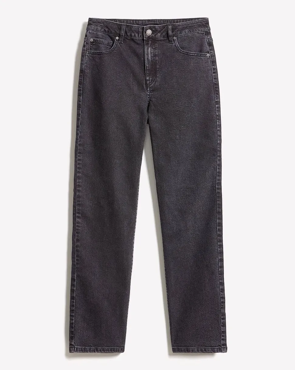 Dark Grey High-Rise Straight-Leg Jeans