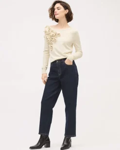 Dark-Wash High-Rise Barrel Jeans