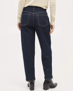 Dark-Wash High-Rise Barrel Jeans