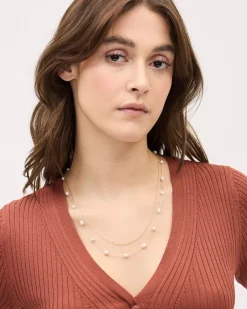 Delicate Double-Chain Necklace with Freshwater Pearls