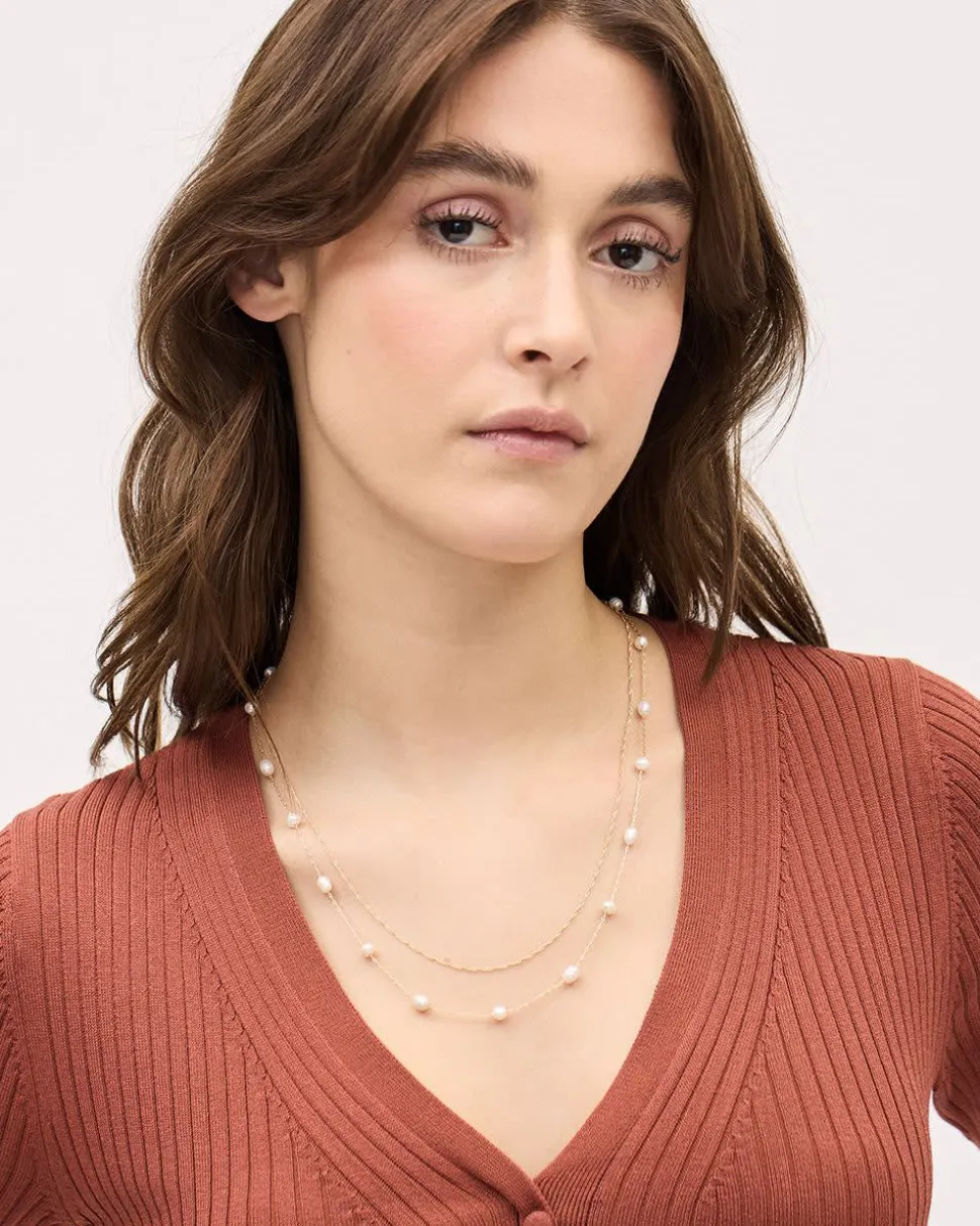 Delicate Double-Chain Necklace with Freshwater Pearls