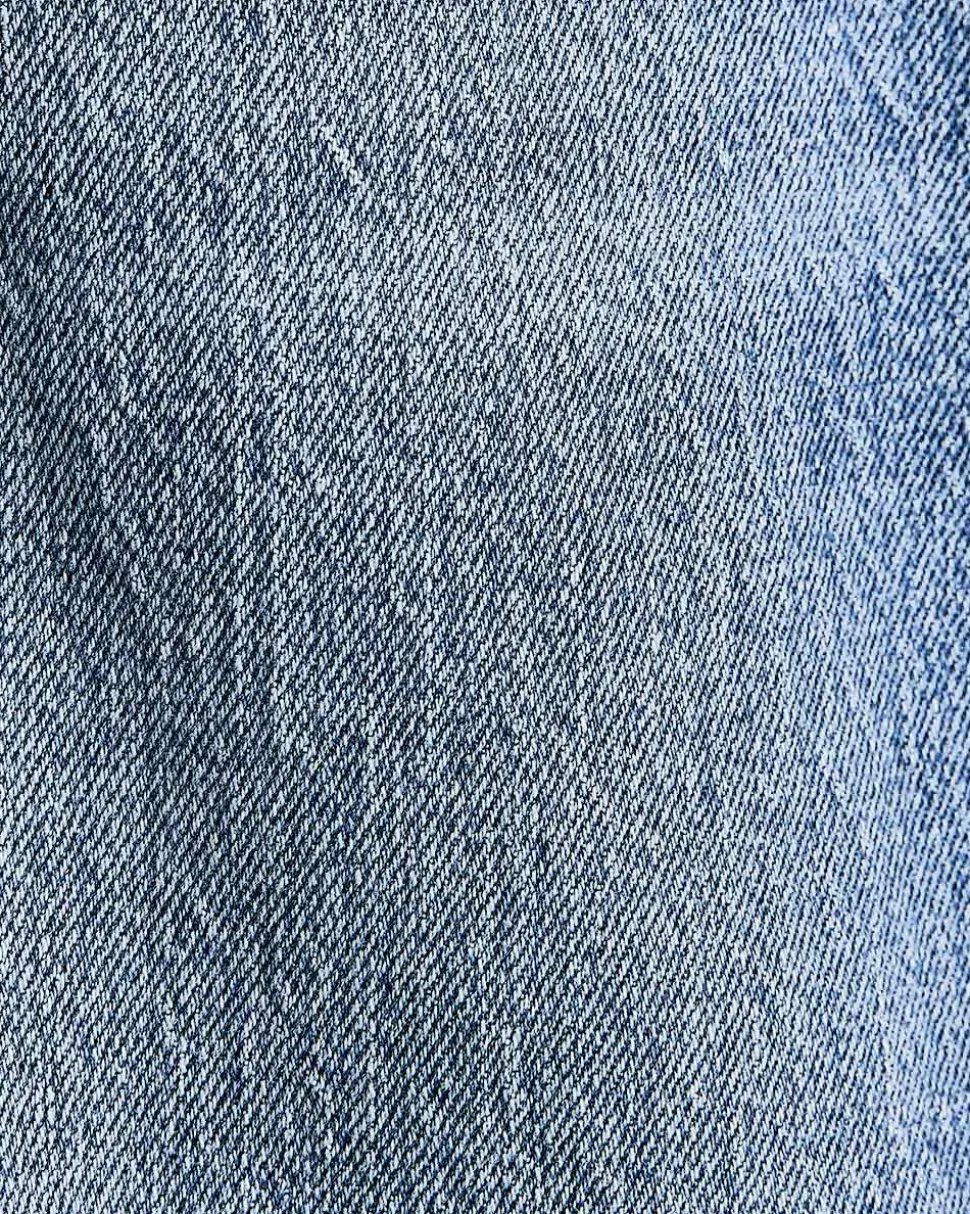 Denim High-Rise Straight Midi Skirt
