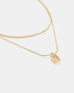 Double-Chain Necklace with Shell Pendant