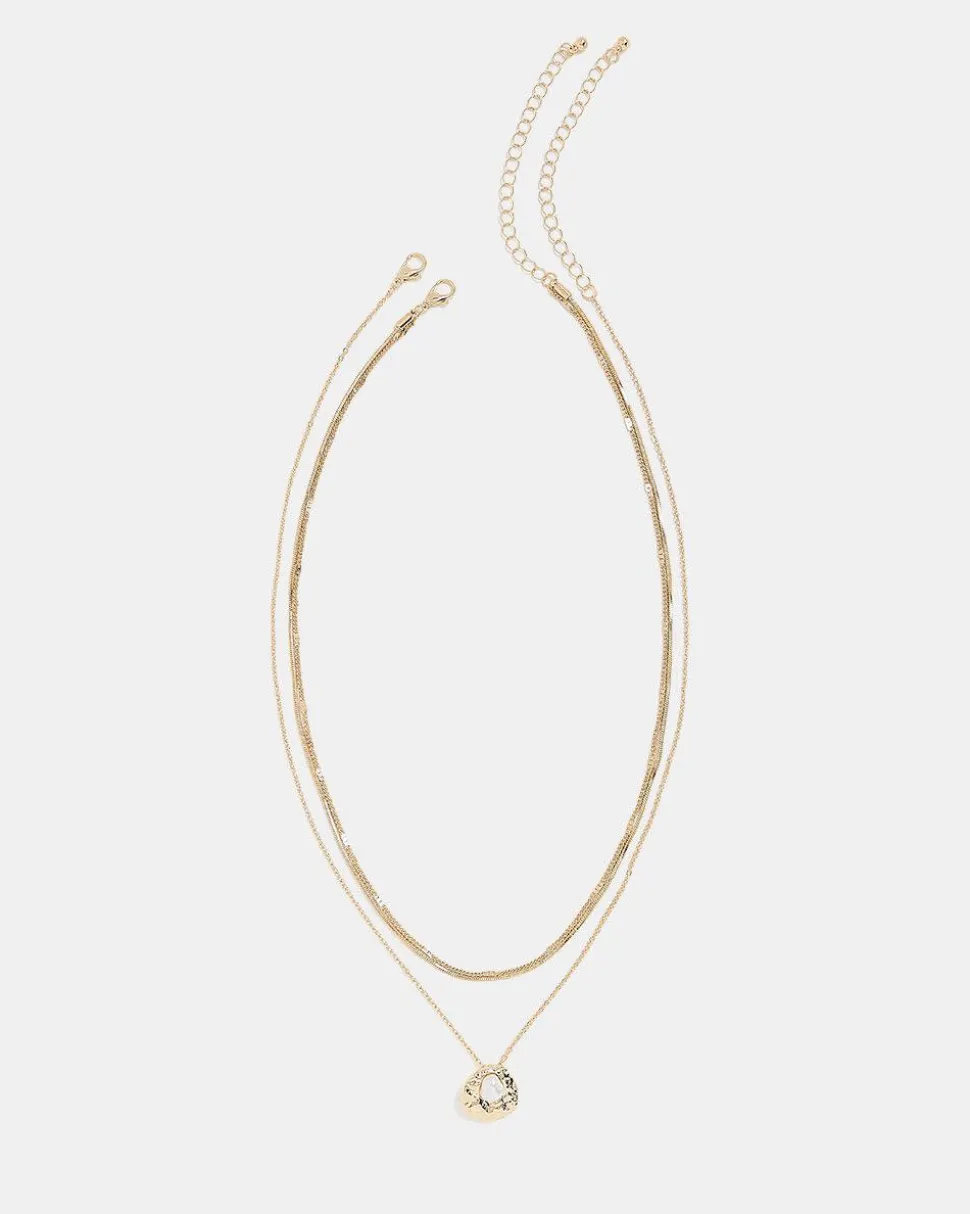 Double-Chain Necklace with Pearl Pendant