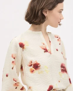 Easy-Care Blouse with Long Puffy Sleeves