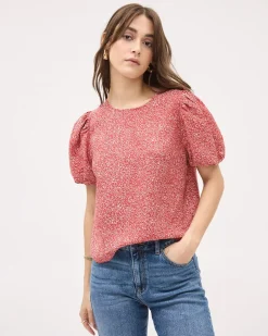 Easy-Care Blouse with Short Puffy Sleeves