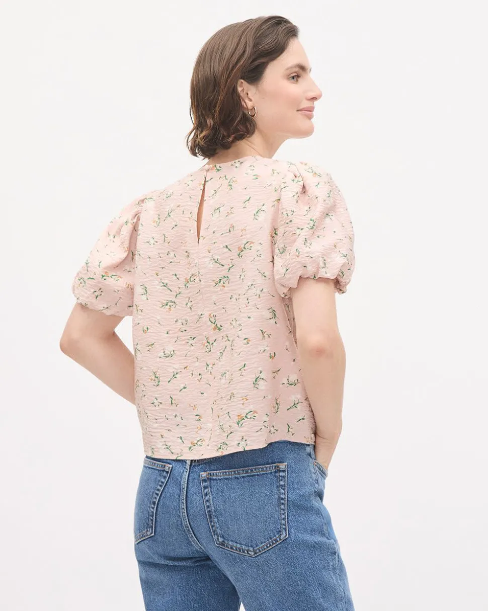 Easy-Care Blouse with Short Puffy Sleeves