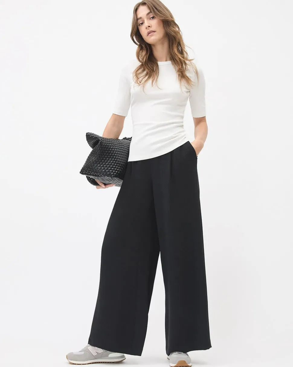 Elbow-Sleeve Crew-Neck Fitted Tee