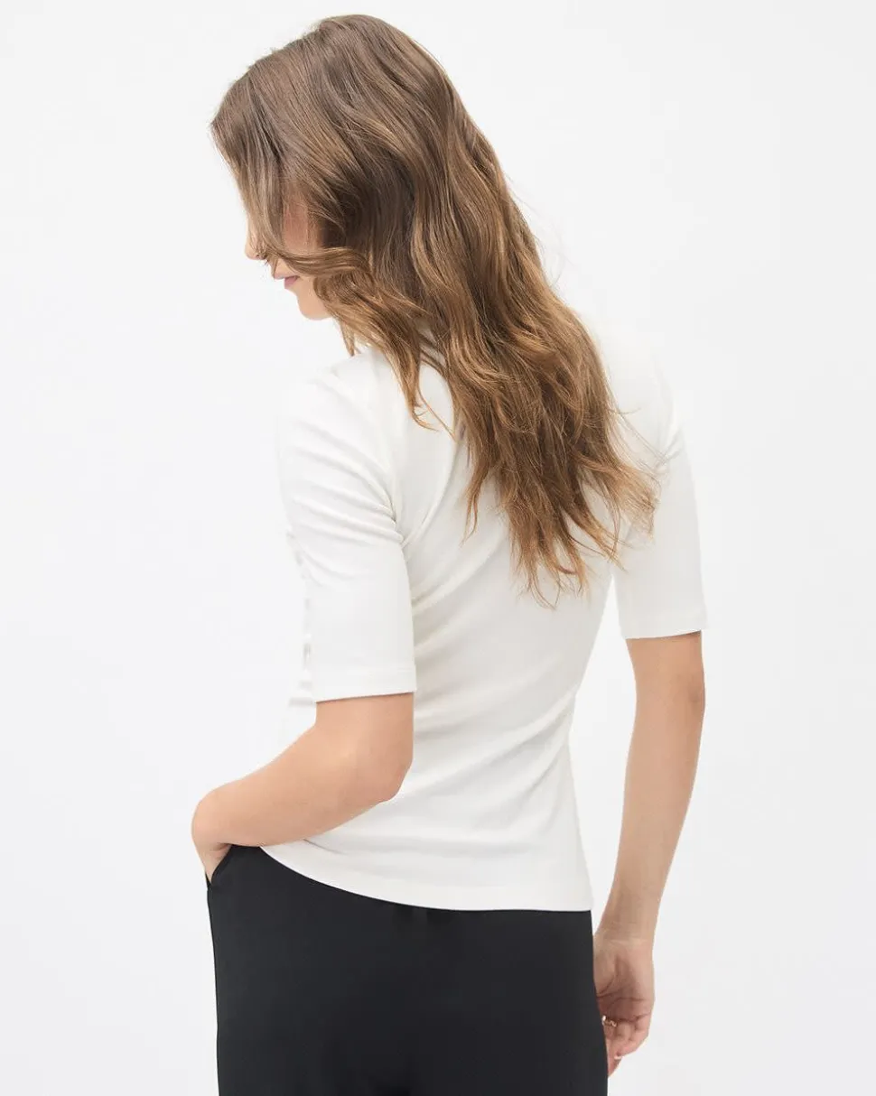 Elbow-Sleeve Crew-Neck Fitted Tee