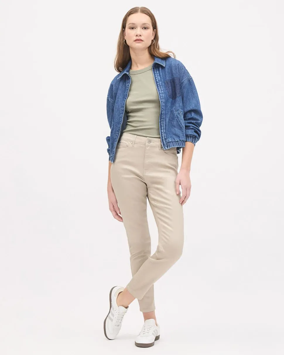 Elbow-Sleeve Crew-Neck Fitted Ribbed Tee