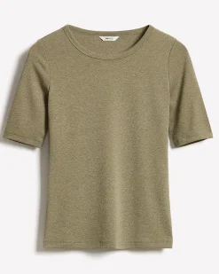 Elbow-Sleeve Crew-Neck Fitted Tee