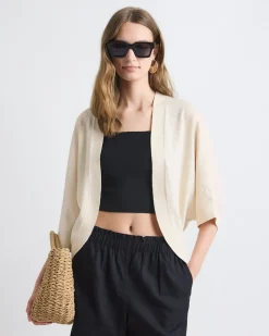 Elbow-Sleeve Linen-Blend Bolero