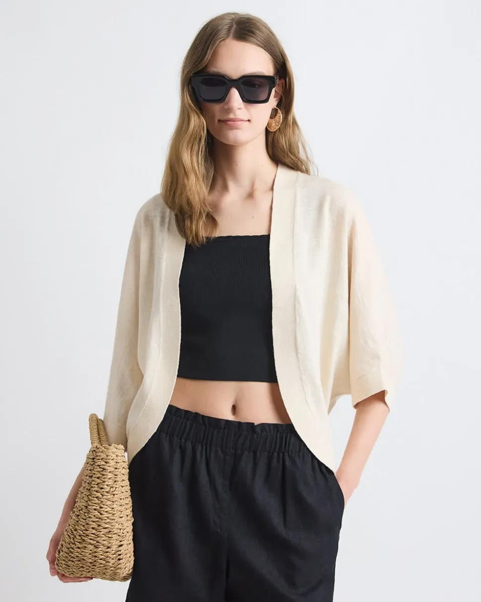 Elbow-Sleeve Linen-Blend Bolero