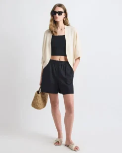 Elbow-Sleeve Linen-Blend Bolero