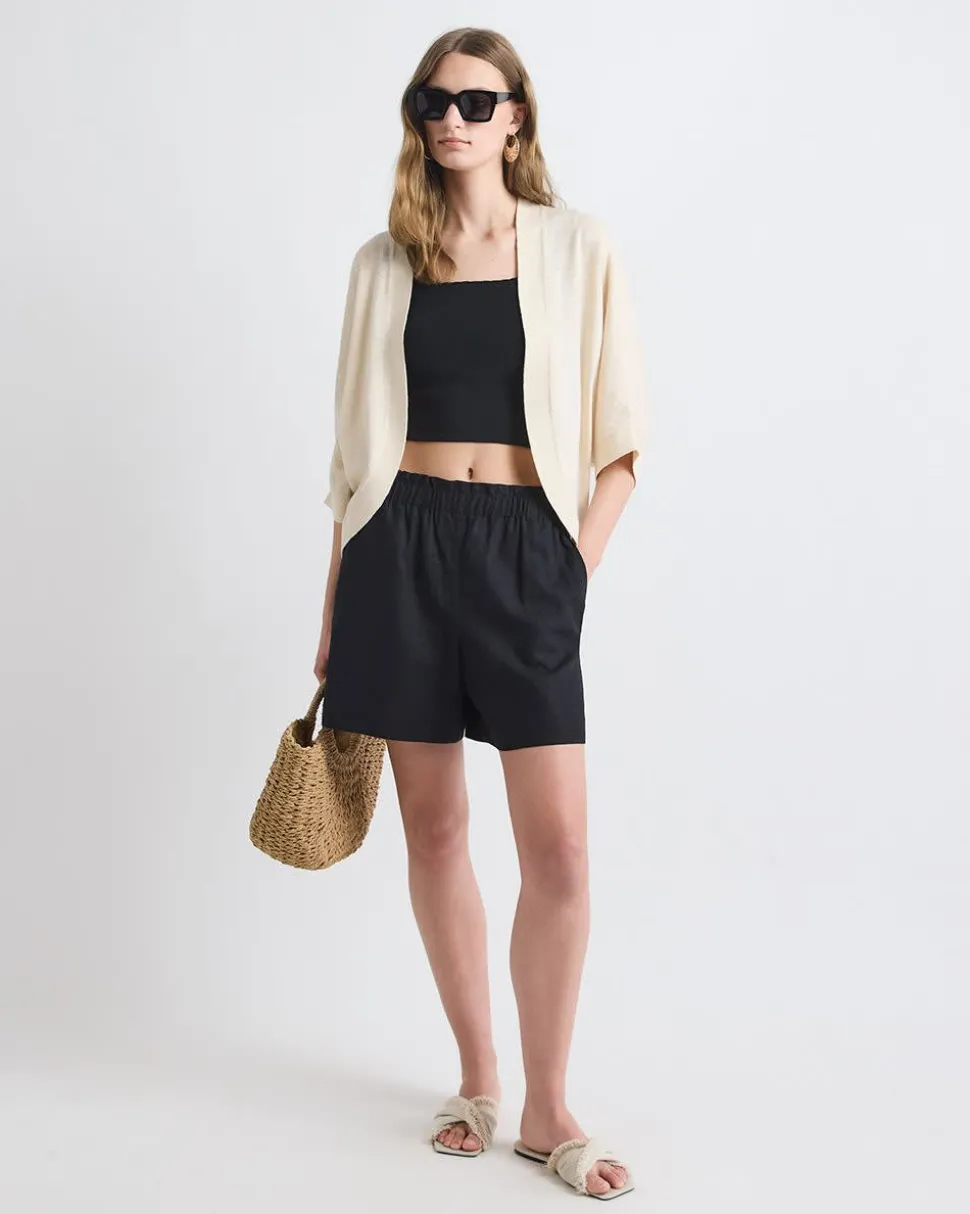 Elbow-Sleeve Linen-Blend Bolero