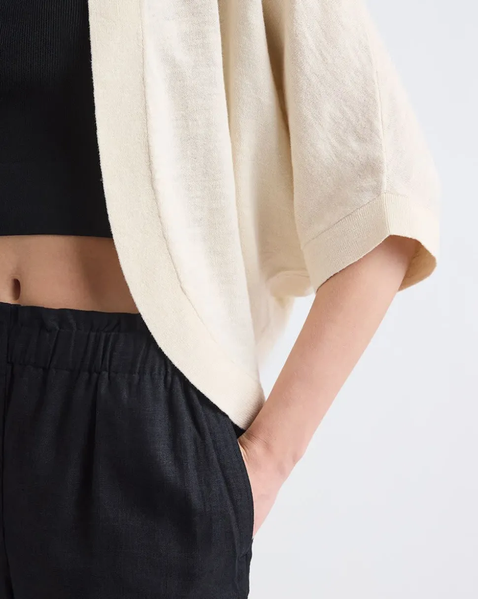 Elbow-Sleeve Linen-Blend Bolero