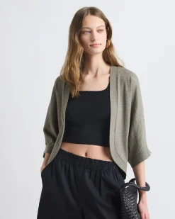 Elbow-Sleeve Linen-Blend Bolero