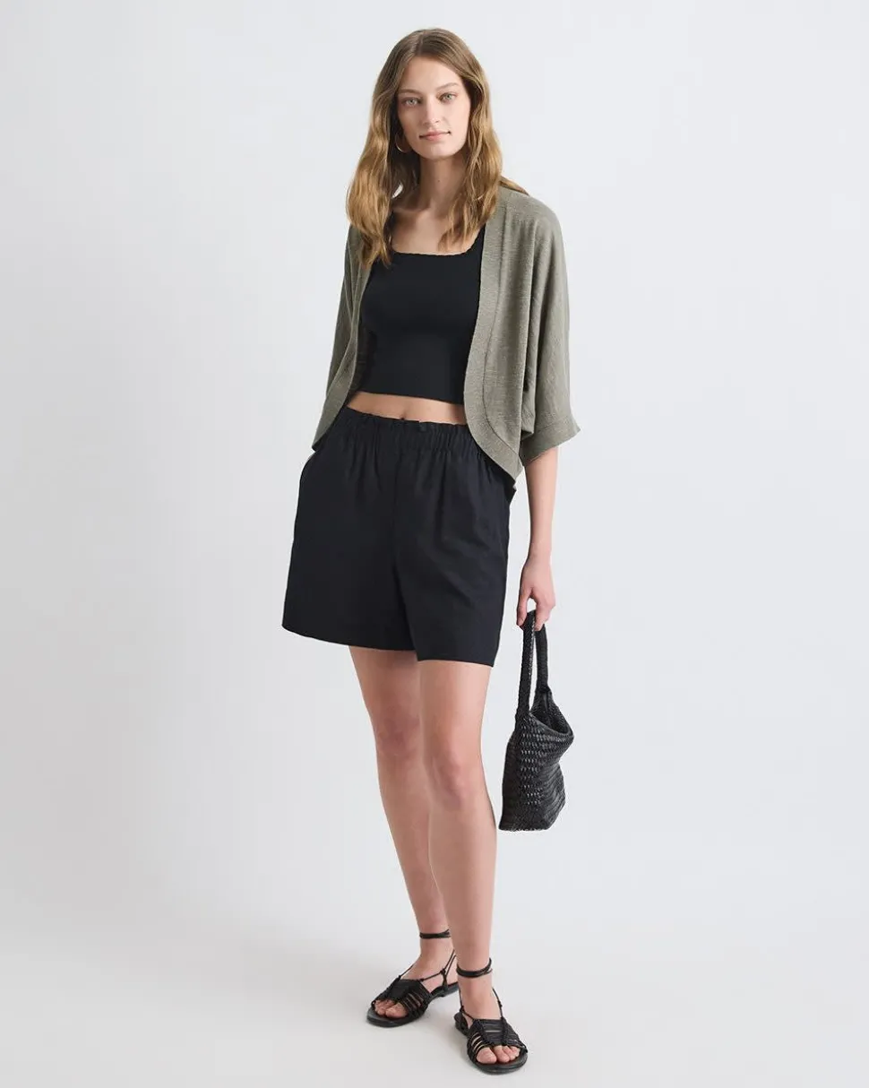 Elbow-Sleeve Linen-Blend Bolero