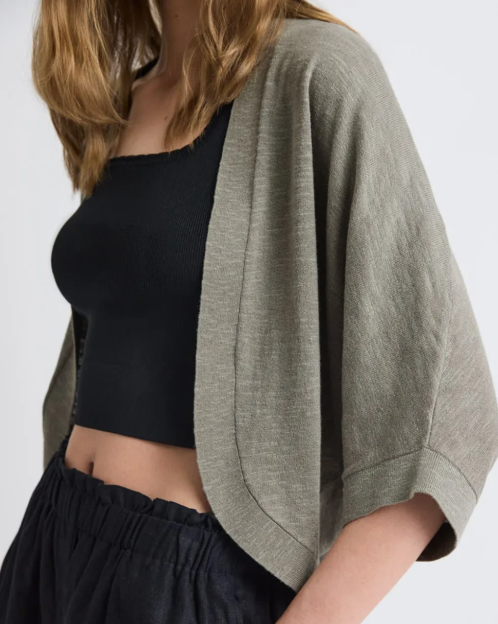 Elbow-Sleeve Linen-Blend Bolero