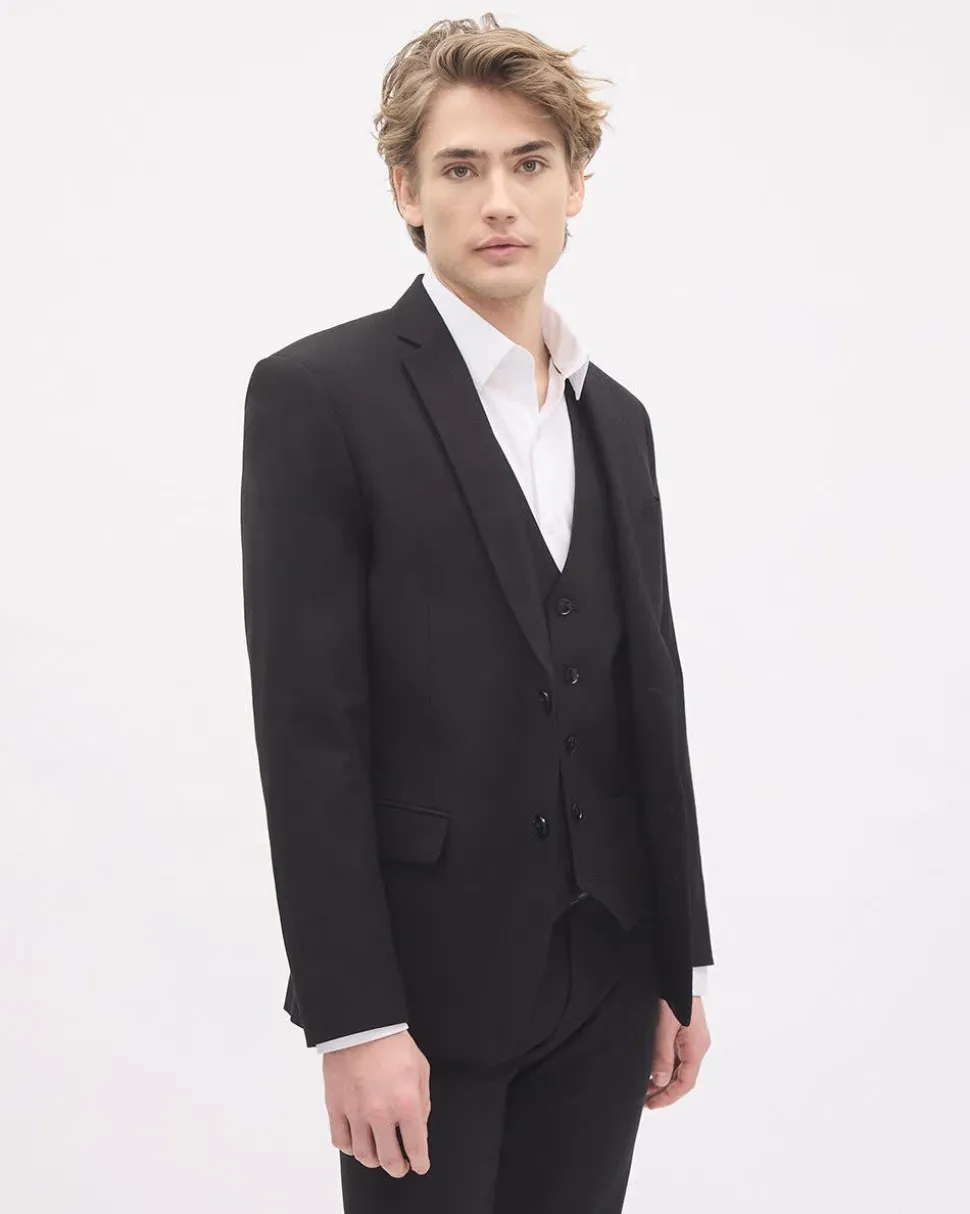 Essential Black Wool-Blend Suit Blazer