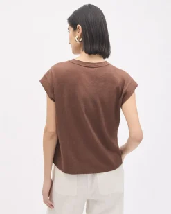 Extended-Sleeve Crew-Neck Linen-Blend Top