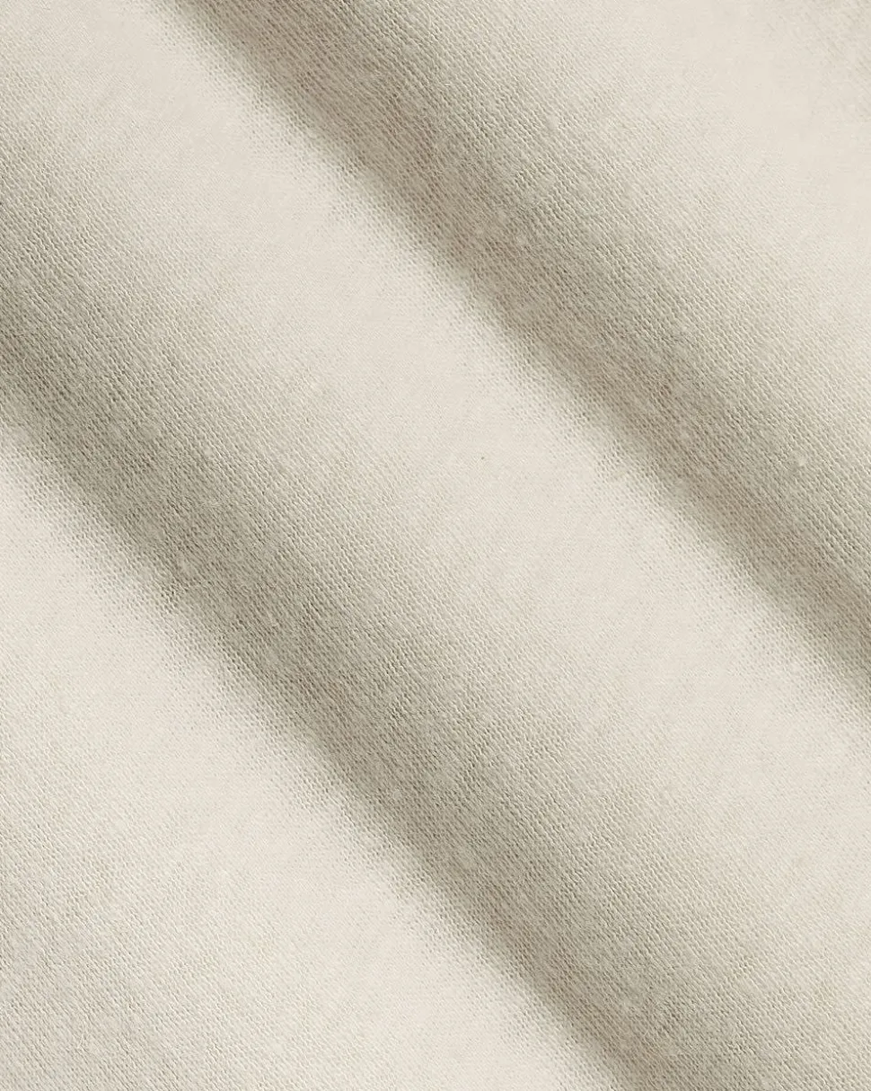 Extended-Sleeve Crew-Neck Linen-Blend Top