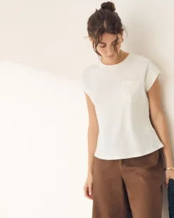 Extended-Sleeve Crew-Neck Linen-Blend Top