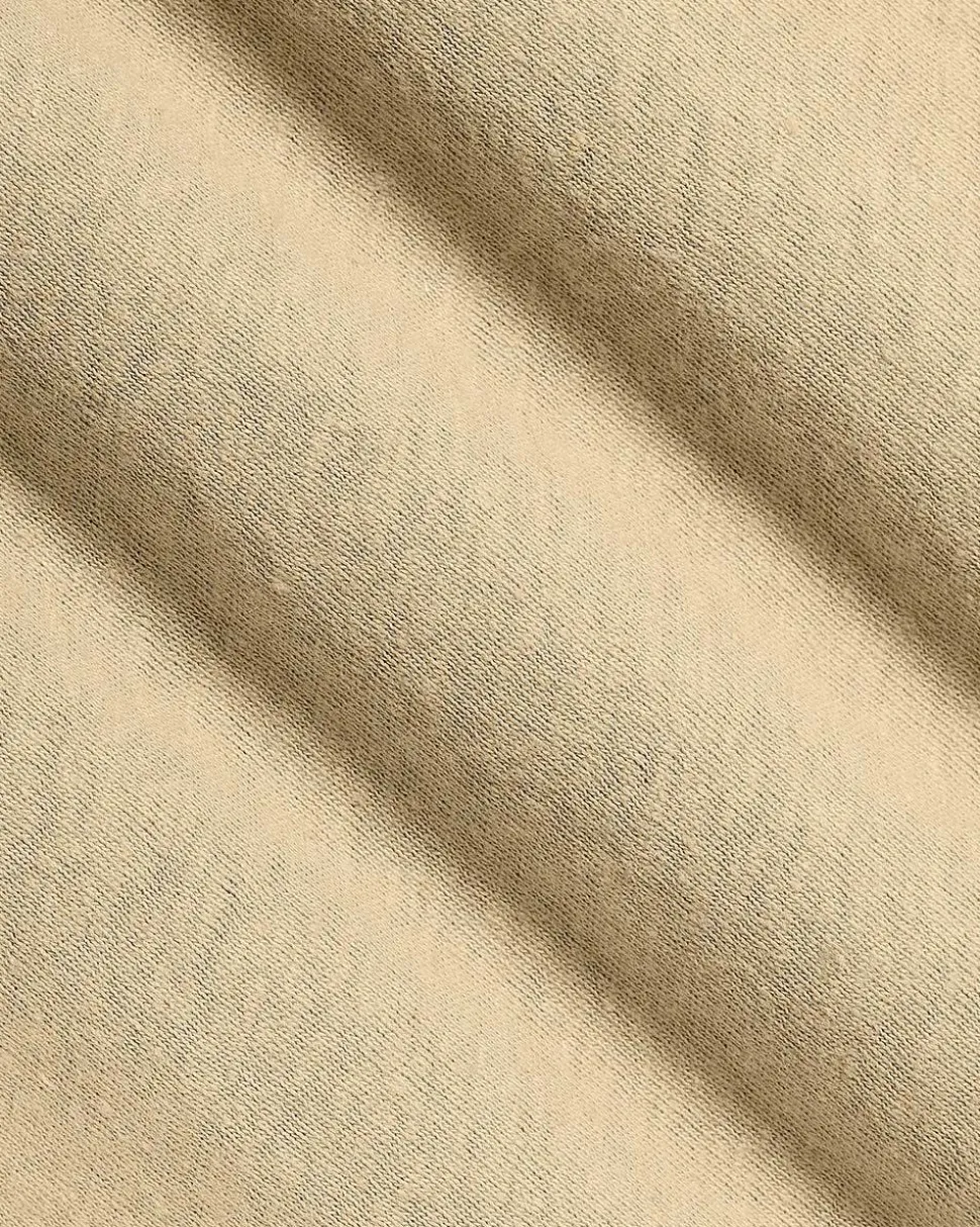 Extended-Sleeve Crew-Neck Linen-Blend Top