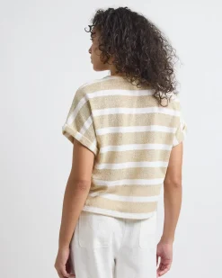 Extended-Sleeve Crew-Neck Relaxed-Fit Crochet Top