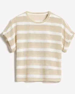 Extended-Sleeve Crew-Neck Relaxed-Fit Striped Top