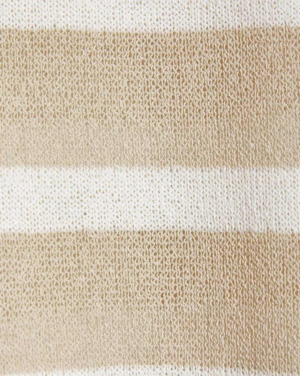Extended-Sleeve Crew-Neck Relaxed-Fit Striped Top