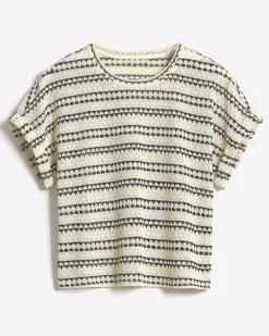 Extended-Sleeve Crew-Neck Relaxed-Fit Striped Top