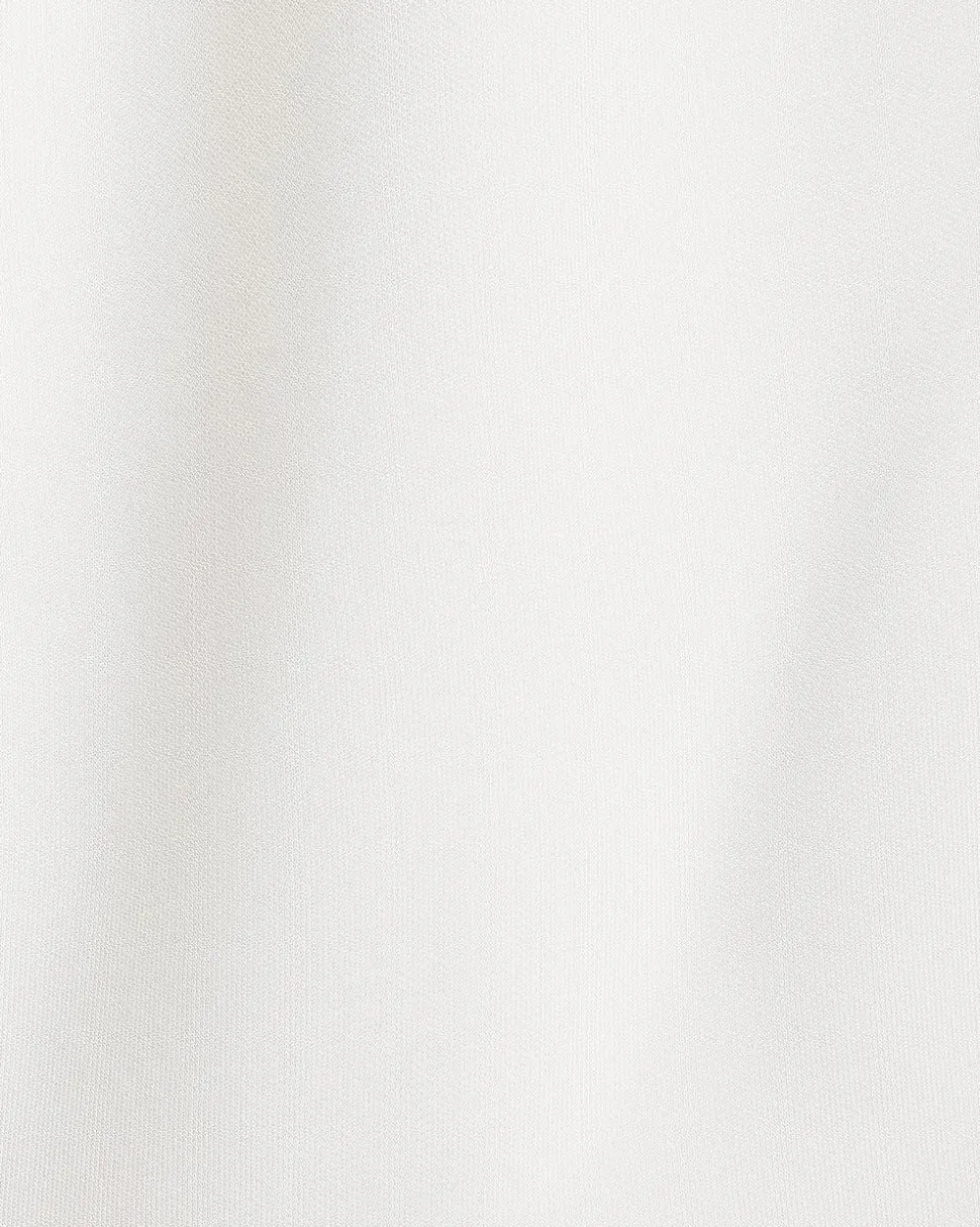 Extended-Sleeve Top with Crossover Draped Mock Neckline