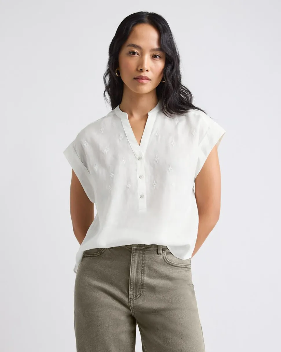 Extended-Sleeve V-Neck Blouse
