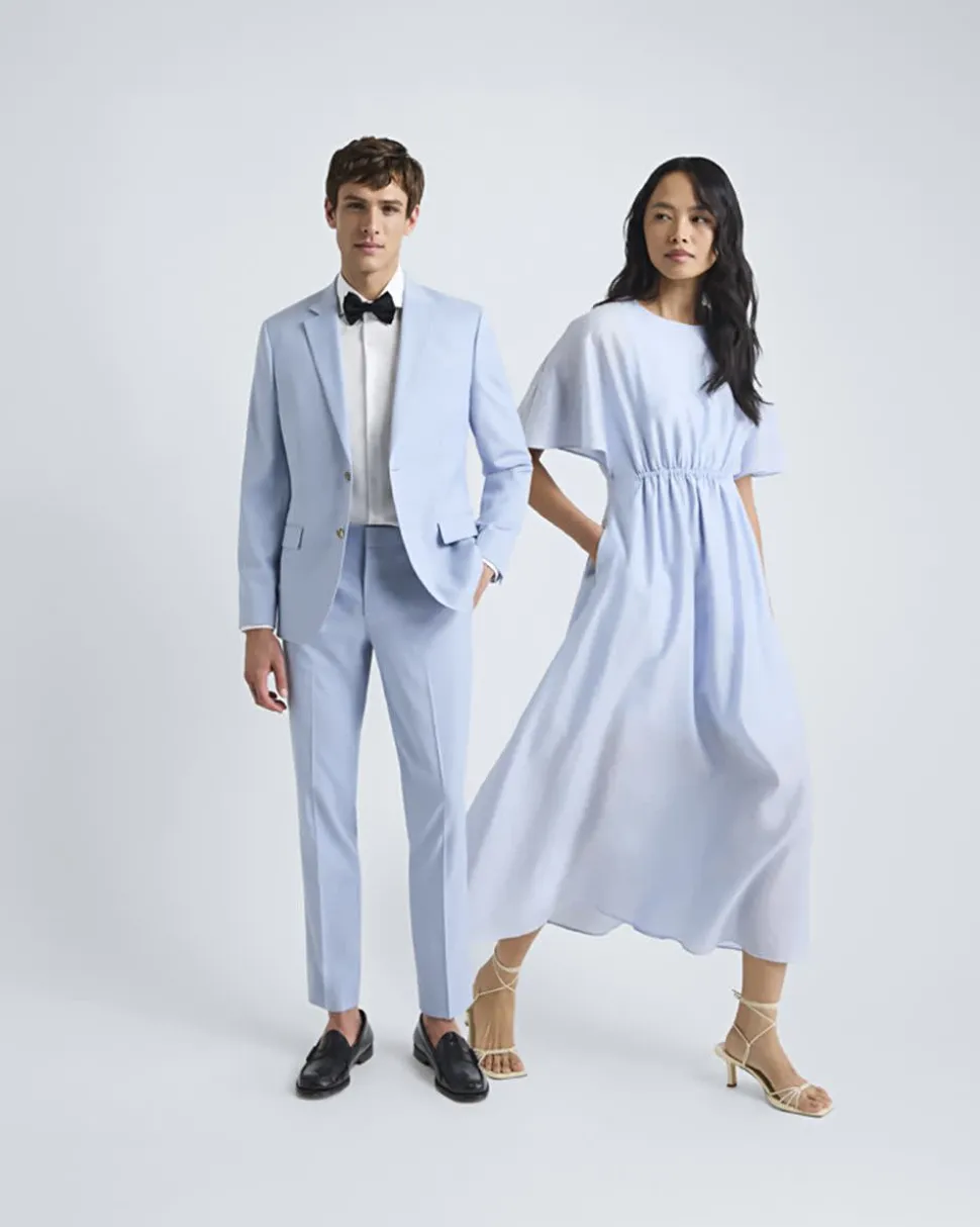 Fit-and-Flare Midi Dress with Short Flutter Sleeves
