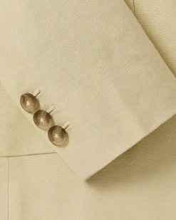 Fitted One-Button Linen-Blend Blazer